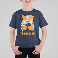Tennessee Fan T Shirt For Kid Volunteers College Football Lover Game Day Messy Bun - Wonder Print Shop