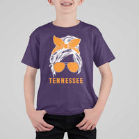 Tennessee Fan T Shirt For Kid Volunteers College Football Lover Game Day Messy Bun - Wonder Print Shop