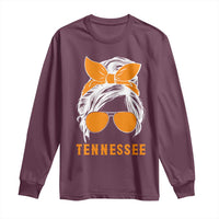 Tennessee Fan Long Sleeve Shirt Volunteers College Football Lover Game Day Messy Bun - Wonder Print Shop