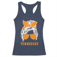 Tennessee Fan Racerback Tank Top Volunteers College Football Lover Game Day Messy Bun - Wonder Print Shop