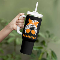 Tennessee Fan Tumbler With Handle Volunteers College Football Lover Game Day Messy Bun - Wonder Print Shop