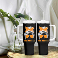 Tennessee Fan Tumbler With Handle Volunteers College Football Lover Game Day Messy Bun - Wonder Print Shop