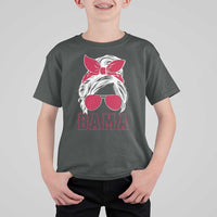 Alabama Fan T Shirt For Kid Bama Football Lover Game Day Messy Bun - Wonder Print Shop
