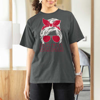 Alabama Fan T Shirt For Women Bama Football Lover Game Day Messy Bun - Wonder Print Shop
