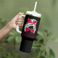 Alabama Fan Tumbler With Handle Bama Football Lover Game Day Messy Bun - Wonder Print Shop