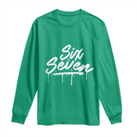 Fun Six Seven Meme Long Sleeve Shirt Funny 6 7 Meme Gen Alpha Slang Streetwear - Wonder Print Shop
