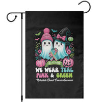 Metastatic Breast Cancer Awareness Ghost Garden Flag Halloween Green Teal Pink Ribbon - Wonder Print Shop