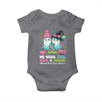 Metastatic Breast Cancer Awareness Ghost Baby Onesie Halloween Green Teal Pink Ribbon - Wonder Print Shop