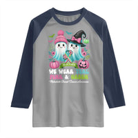 Metastatic Breast Cancer Awareness Ghost Raglan Shirt Halloween Green Teal Pink Ribbon - Wonder Print Shop