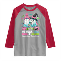 Metastatic Breast Cancer Awareness Ghost Raglan Shirt Halloween Green Teal Pink Ribbon - Wonder Print Shop