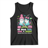 Metastatic Breast Cancer Awareness Ghost Tank Top Halloween Green Teal Pink Ribbon - Wonder Print Shop