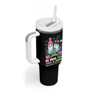 Metastatic Breast Cancer Awareness Ghost Tumbler With Handle Halloween Green Teal Pink Ribbon - Wonder Print Shop