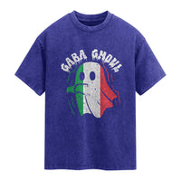 Gabagool Ghost Italian Washed Cotton T-Shirt Funny Halloween Costume Gaba Ghoul Pun