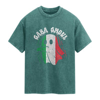 Gabagool Ghost Italian Washed Cotton T-Shirt Funny Halloween Costume Gaba Ghoul Pun
