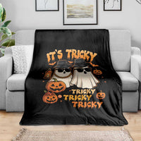 Funny Ghost Throw Blanket It's Tricky Tricky Tricky 90s Nostalgia Halloween Costume - Wonder Print Shop