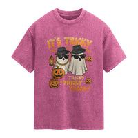 Funny Ghost Washed Cotton T-Shirt It's Tricky Tricky Tricky 90s Nostalgia Halloween Costume