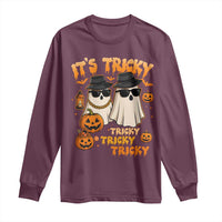 Funny Ghost Long Sleeve Shirt It's Tricky Tricky Tricky 90s Nostalgia Halloween Costume - Wonder Print Shop