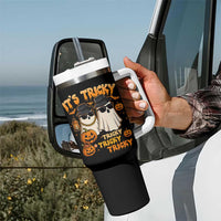 Funny Ghost Tumbler With Handle It's Tricky Tricky Tricky 90s Nostalgia Halloween Costume - Wonder Print Shop
