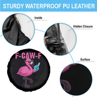 Funny F-Caw-F Flamingo Spare Tire Cover Adult Humor - Wonder Print Shop