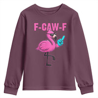 Funny F-Caw-F Flamingo Youth Sweatshirt Adult Humor - Wonder Print Shop