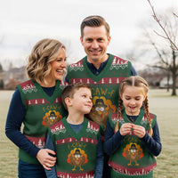F-Caw-F Funny Turkey V-Neck Knit Sweater Vest Happy Thanksgiving Day Family Dinner - Wonder Print Shop