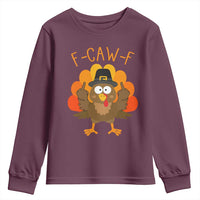 F-Caw-F Funny Turkey Youth Sweatshirt Happy Thanksgiving Day Family Dinner - Wonder Print Shop