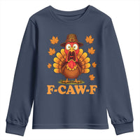 F-Caw-F Funny Turkey Youth Sweatshirt Happy Thanksgiving Day Autumn Family Dinner - Wonder Print Shop