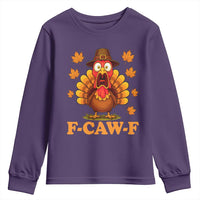 F-Caw-F Funny Turkey Youth Sweatshirt Happy Thanksgiving Day Autumn Family Dinner - Wonder Print Shop