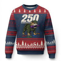 250 Years Of Eating Crayons Ugly Christmas Sweater Vintage Bulldog Patriotic Veteran Military Gift - Wonder Print Shop