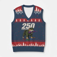 250 Years Of Eating Crayons V-Neck Knit Sweater Vest Vintage Bulldog Patriotic Veteran Military Gift - Wonder Print Shop