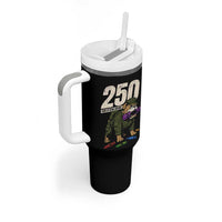 250 Years Of Eating Crayons Tumbler With Handle Vintage Bulldog Patriotic Veteran Military Gift - Wonder Print Shop