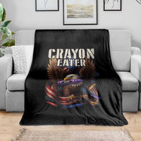 Crayon Eater Throw Blanket Funny Eagle 250th Anniversary Veterans Gifts - Wonder Print Shop