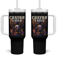 Crayon Eater Tumbler With Handle Funny Eagle 250th Anniversary Veterans Gifts - Wonder Print Shop
