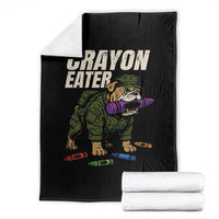 Crayon Eater Throw Blanket Funny Bulldog Military Corps Proud Soldier Family - Wonder Print Shop