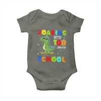 100 Days Of School Dinosaur Baby Onesie Trex Dino Skateboard Skateboarding Boys Roaring Into 100th Day