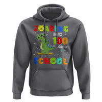 100 Days Of School Dinosaur Hoodie Trex Dino Skateboard Skateboarding Boys Roaring Into 100th Day