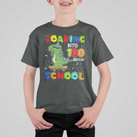 100 Days Of School Dinosaur T Shirt For Kid Trex Dino Skateboard Skateboarding Boys Roaring Into 100th Day - Wonder Print Shop