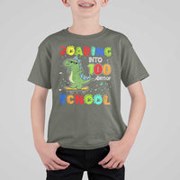 100 Days Of School Dinosaur T Shirt For Kid Trex Dino Skateboard Skateboarding Boys Roaring Into 100th Day - Wonder Print Shop