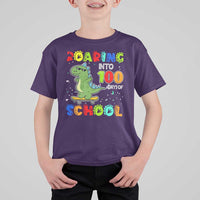 100 Days Of School Dinosaur T Shirt For Kid Trex Dino Skateboard Skateboarding Boys Roaring Into 100th Day - Wonder Print Shop