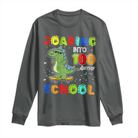 100 Days Of School Dinosaur Long Sleeve Shirt Trex Dino Skateboard Skateboarding Boys Roaring Into 100th Day