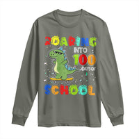 100 Days Of School Dinosaur Long Sleeve Shirt Trex Dino Skateboard Skateboarding Boys Roaring Into 100th Day