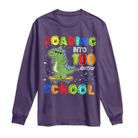 100 Days Of School Dinosaur Long Sleeve Shirt Trex Dino Skateboard Skateboarding Boys Roaring Into 100th Day