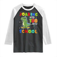 100 Days Of School Dinosaur Raglan Shirt Trex Dino Skateboard Skateboarding Boys Roaring Into 100th Day