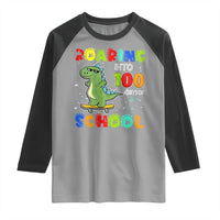 100 Days Of School Dinosaur Raglan Shirt Trex Dino Skateboard Skateboarding Boys Roaring Into 100th Day