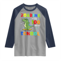 100 Days Of School Dinosaur Raglan Shirt Trex Dino Skateboard Skateboarding Boys Roaring Into 100th Day