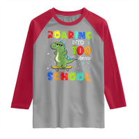 100 Days Of School Dinosaur Raglan Shirt Trex Dino Skateboard Skateboarding Boys Roaring Into 100th Day