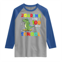 100 Days Of School Dinosaur Raglan Shirt Trex Dino Skateboard Skateboarding Boys Roaring Into 100th Day