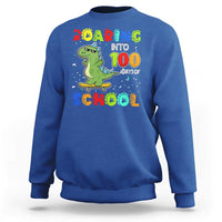 100 Days Of School Dinosaur Sweatshirt Trex Dino Skateboard Skateboarding Boys Roaring Into 100th Day - Wonder Print Shop