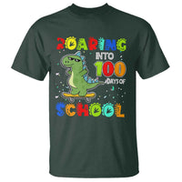 100 Days Of School Dinosaur T Shirt Trex Dino Skateboard Skateboarding Boys Roaring Into 100th Day - Wonder Print Shop