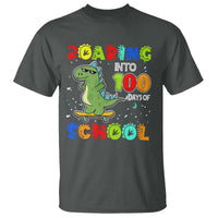 100 Days Of School Dinosaur T Shirt Trex Dino Skateboard Skateboarding Boys Roaring Into 100th Day - Wonder Print Shop